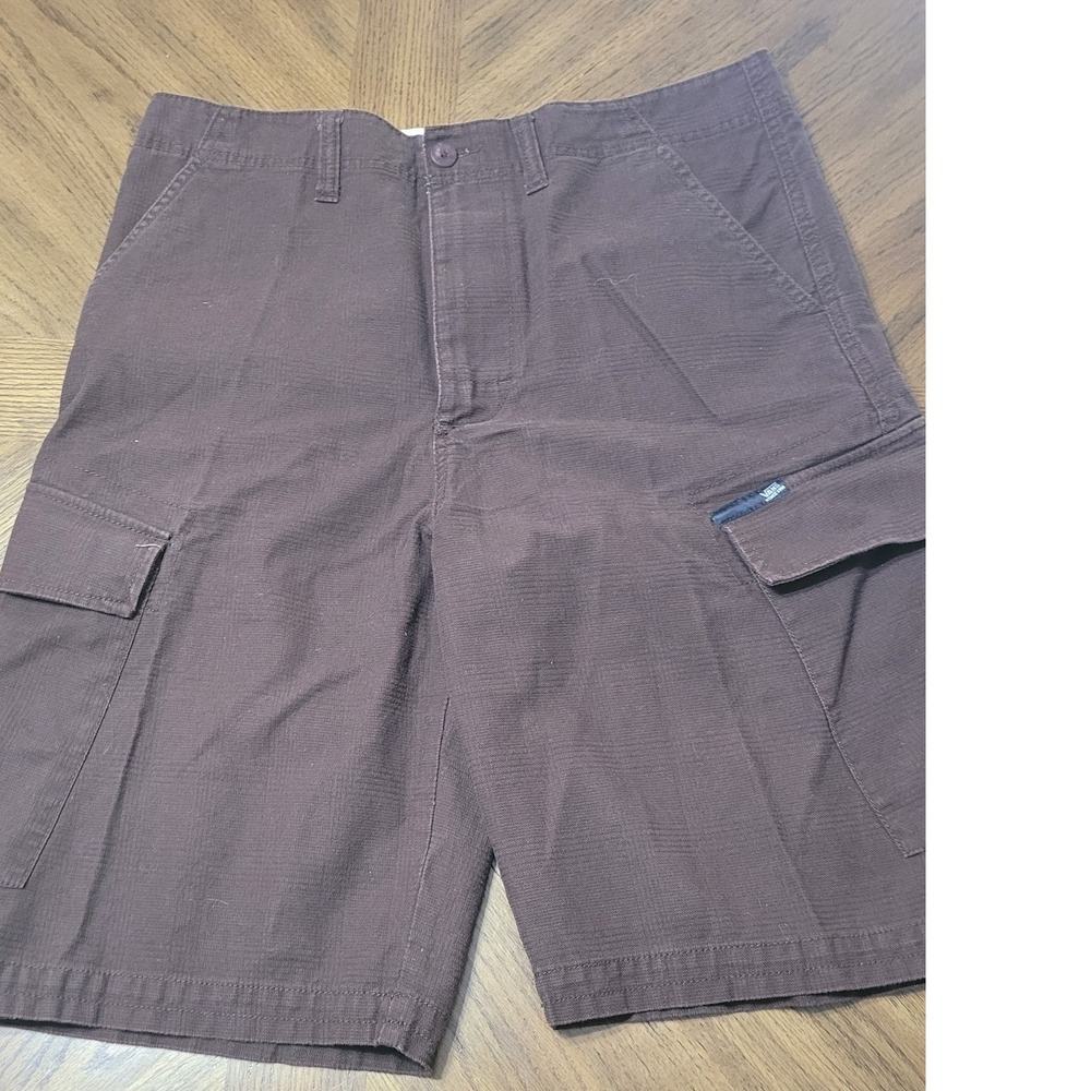 Vans Mens 34 Brown Cargo Shorts Skull Paisley Embroidery Ripstop Skater Utility - Picture 1 of 9